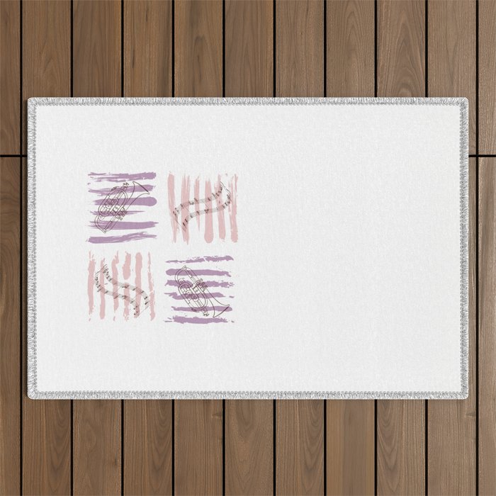 Copy of Musical trumpet pattern with notes Outdoor Rug