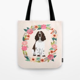 english springer spaniel dog floral wreath dog gifts pet portraits Tote Bag