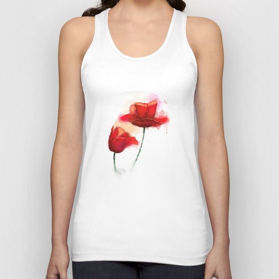 Red Poppy watercolor painting Unisex Tank Top