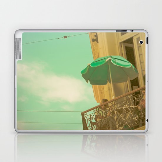 Vintage Turquoise Summer Umbrella (Retro and Vintage Urban Photography) Laptop & iPad Skin