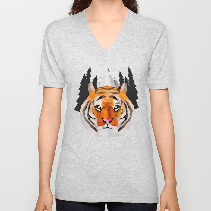 The Siberian Tiger V Neck T Shirt