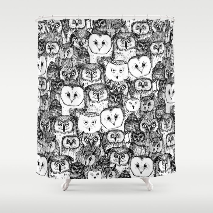 just owls black white Shower Curtain