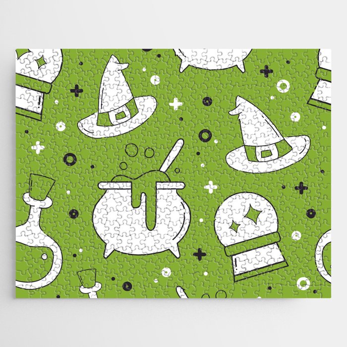 Scary Witch Halloween Background Jigsaw Puzzle