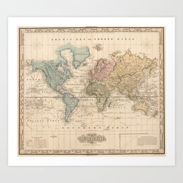 Vintage Map of The World (1823) V.2 Art Print