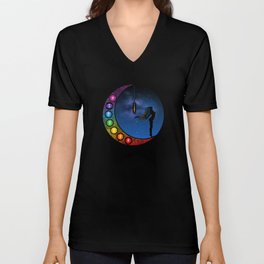 Crescent Moon Chakra - Nightscape V Neck T Shirt