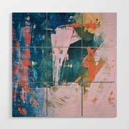 The Sword in the Stone: a vibrant abstract painting in blues pink and yellow by Alyssa Hamilton Art  Wood Wall Art