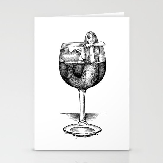 House Red With Mermaid Stationery Cards