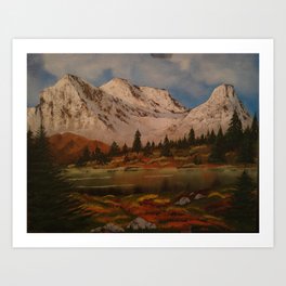 Mountainside Art Print | Landscape, Nature, Painting 