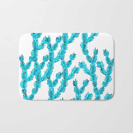 Blue Succulent Crystals Bath Mat