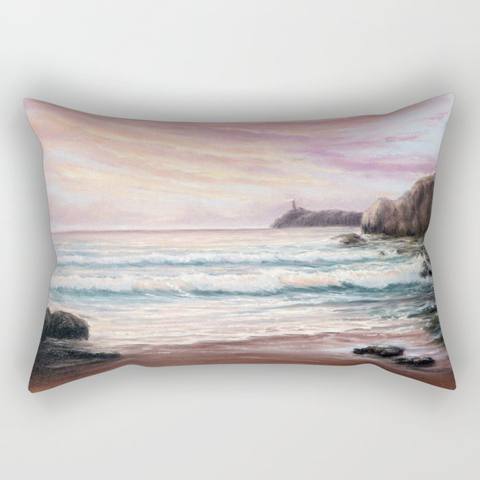 Magical Ocean Beach Lighthouse Sunset  Rectangular Pillow