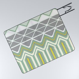 Grey Lime Green Geo Pattern Picnic Blanket