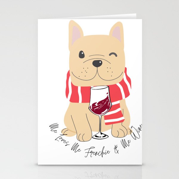 Frenchie Bulldog Wine French Bully Lover Mother Loves Me Dog Stationery Cards