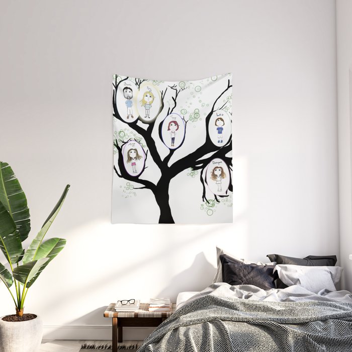 Personalized Family Tree Wall Tapestry by Colleen McAllister Society6