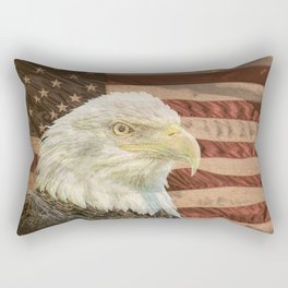 Rustic Bald Eagle on American Flag A213 Rectangular Pillow