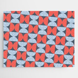 Red and Blue Mid Century Geometric Pattern Red and Blue Retro Pattern Red and Blue Abstract Pattern Jigsaw Puzzle