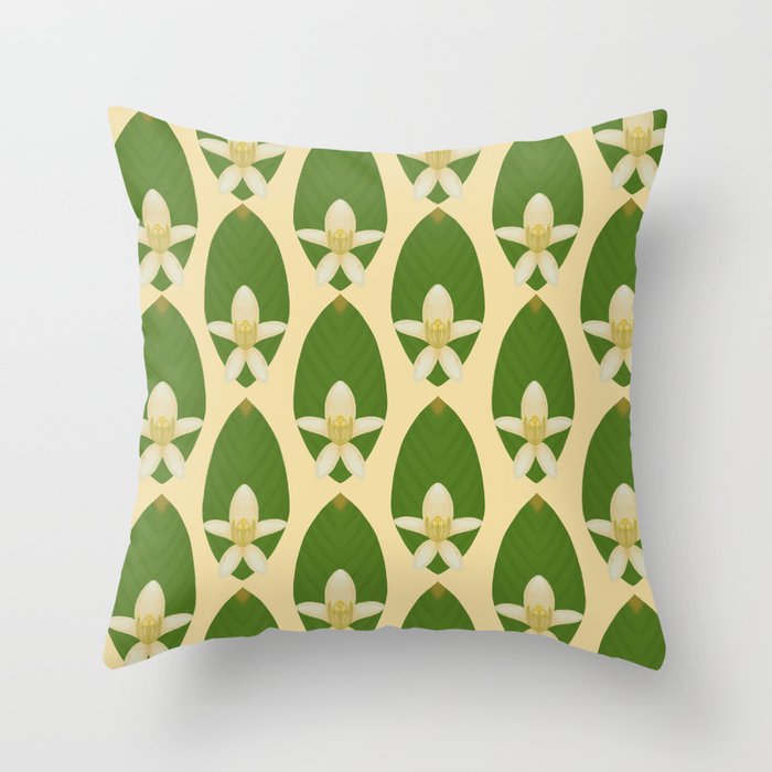 Abstract Lemon Flower & Leaf Pattern Throw Pillow