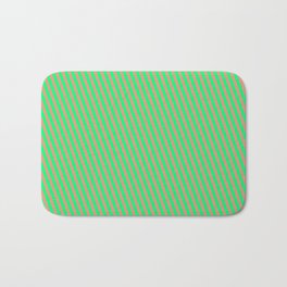 [ Thumbnail: Dark Salmon and Green Colored Stripes/Lines Pattern Bath Mat ]