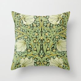 Vintage William Morris Pimpernel Green Floral Pattern Throw Pillow