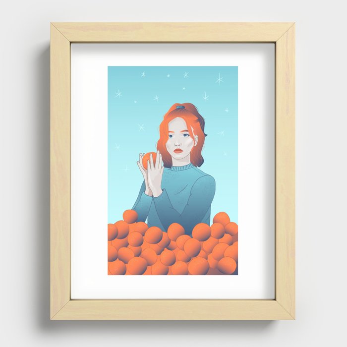red-haired girl with Mandarins Recessed Framed Print