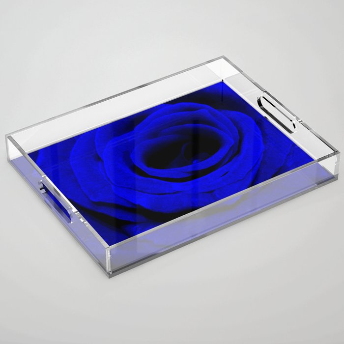 Expansion Blue rose flower Acrylic Tray