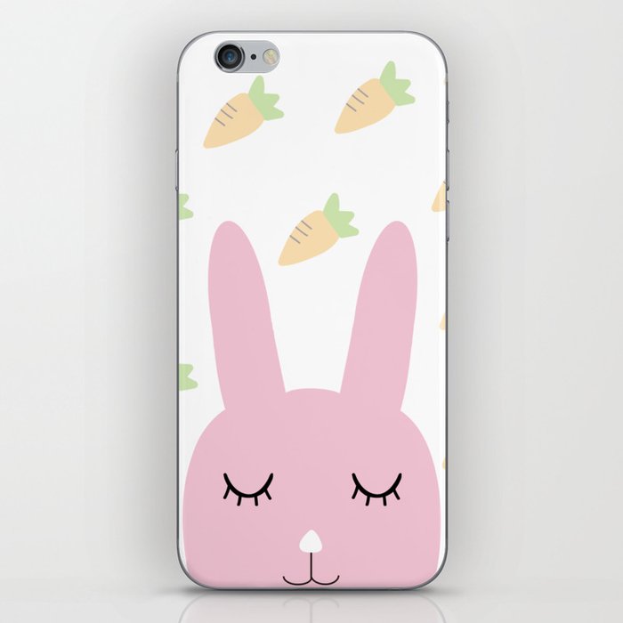 Pink Rabbit and Carrots iPhone Skin