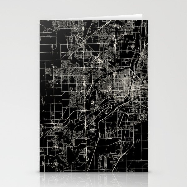 Joliet, USA - black and white city map Stationery Cards