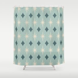 Mid Century Modern Diamond and Star Pattern 823 Shower Curtain