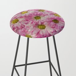 Elegant Pink White Yellow Glitter Daisies Floral Bar Stool