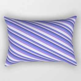 [ Thumbnail: Dark Slate Blue, Royal Blue, Purple, and Lavender Colored Striped/Lined Pattern Rectangular Pillow ]