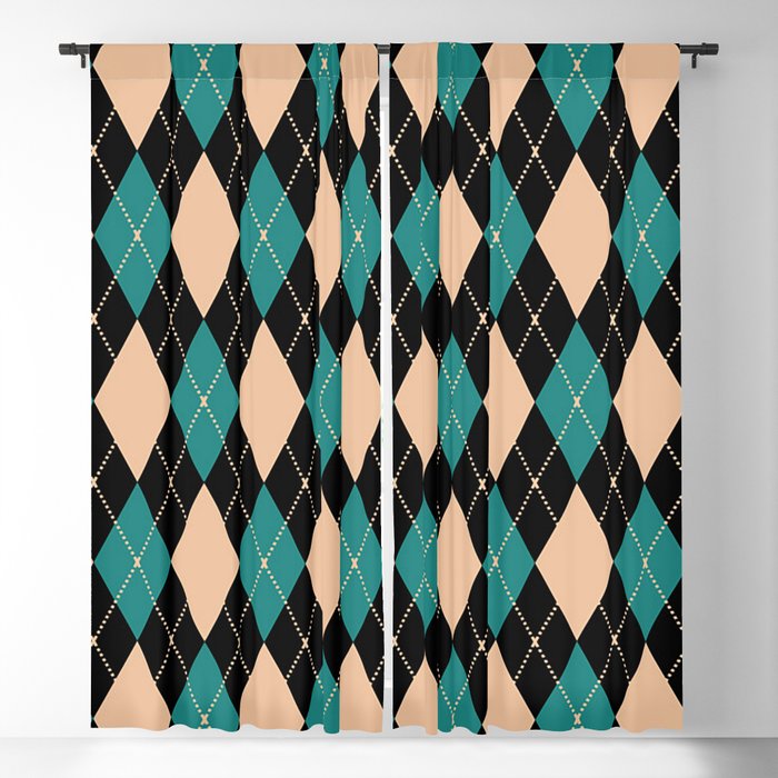 Pink And Turquoise Argyle Diamond Pattern Quilt Knit Sweater Tartan Checkered Blackout Curtain