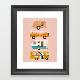Retro Road Trip – Pink Palette Framed Art Print