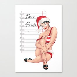 Dear Santa... Merry Christmas pinup girl drawing Canvas Print