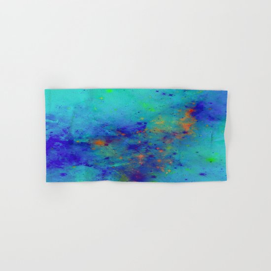 Blue Atmoshpere - Abstract in green, blue, orange and red Hand & Bath Towel