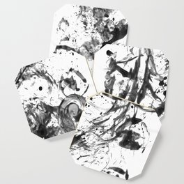Black and White Graphic Abstract Floral Coaster