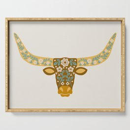 Floral Longhorn - Yellow and Blue Serving Tray