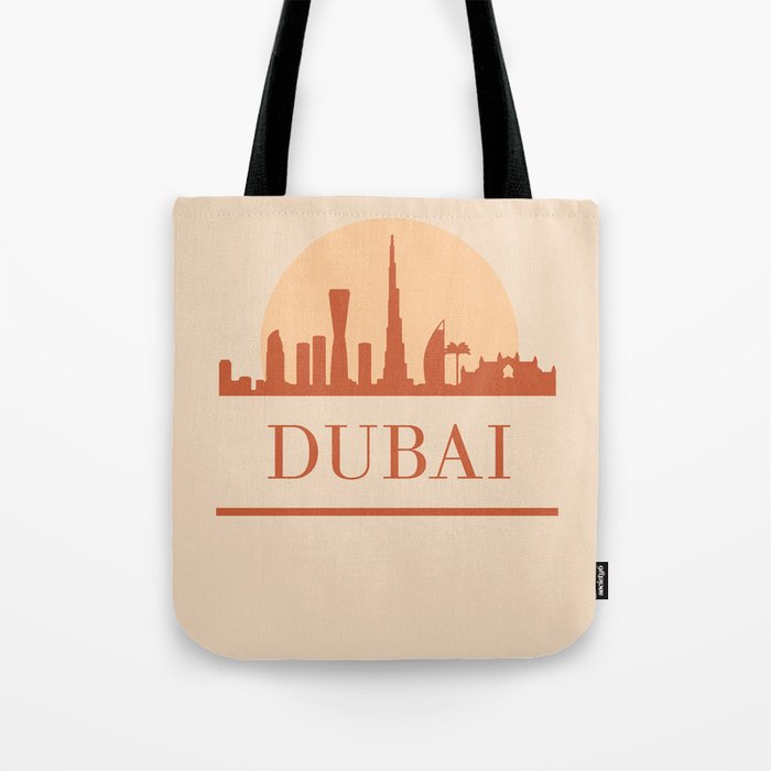 DUBAI UAE CITY SKYLINE EARTH TONES Tote Bag