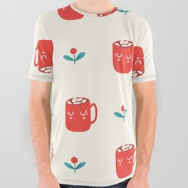 Cute Red Mug Christmas Pattern All Over Graphic Tee