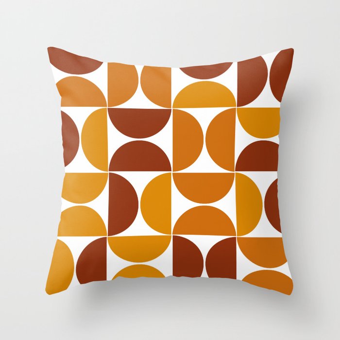 Sunset mid century modern geometric shapes Throw Pillow