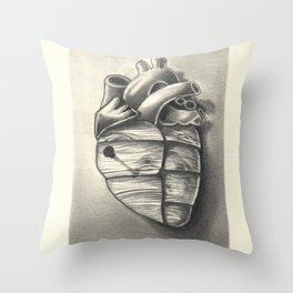wooden heart Throw Pillow