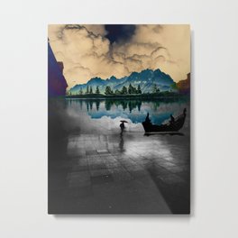 Fringes Metal Print | Boat, Dreamy, Mirrorimages, Colorpop, Digital, City, Clouds, Cityscape, Collage, Grey 