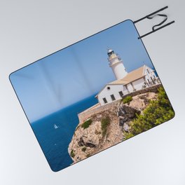 Spain Photography - Lighthouse By The Beautiful Blue Ocean Picnic Blanket
