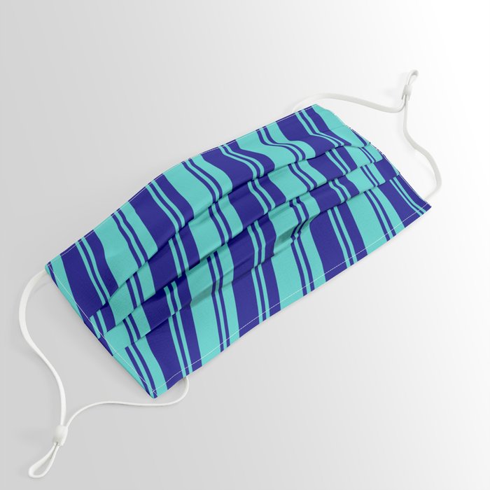 Blue & Turquoise Colored Pattern of Stripes Face Mask