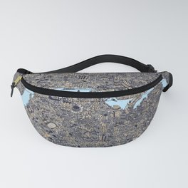 London color map city drawing illustration Thames Fanny Pack