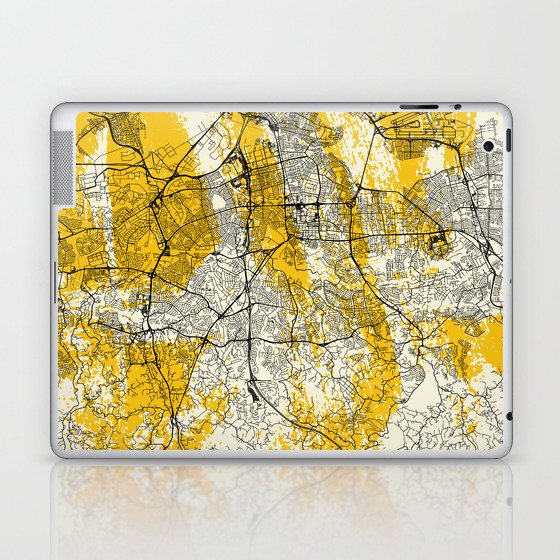 San Juan, USA - City Map Painting - Yellow Laptop & iPad Skin