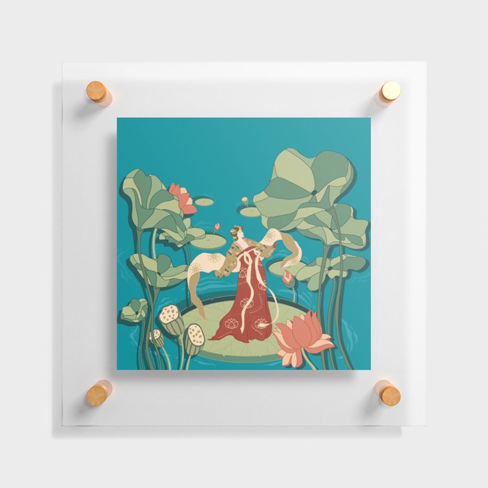 Dancing in the lotus pond Floating Acrylic Print