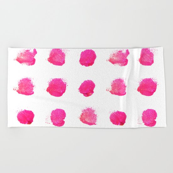 Pink Polkadots Dance- Mix and Match with Simplicity of Life on #Societyt6 Beach Towel