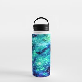 Colorful Teal Galaxy Sparkle Stars Water Bottle