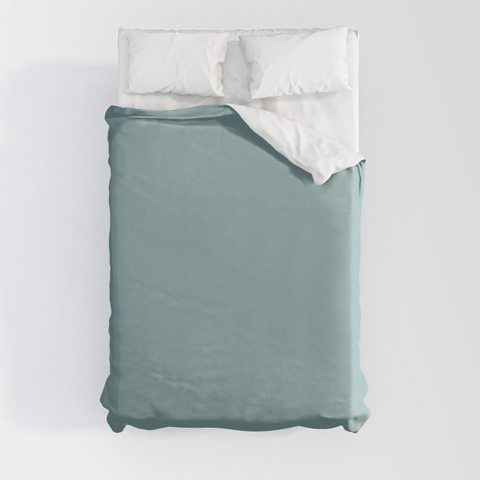 Medium Aqua Gray Solid Color Pantone Aquifer 15-5207 TCX Shades of Blue-green Hues Duvet Cover