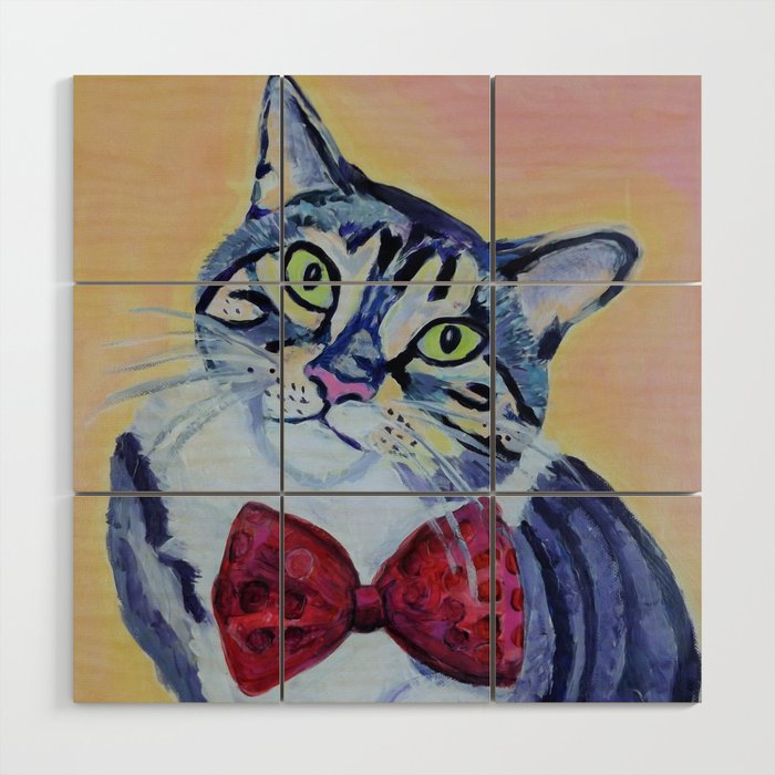 cat in a bow tie Wood Wall Art