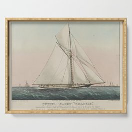 Vintage Cutter Sailing Yacht Illustration (1887) Serving Tray